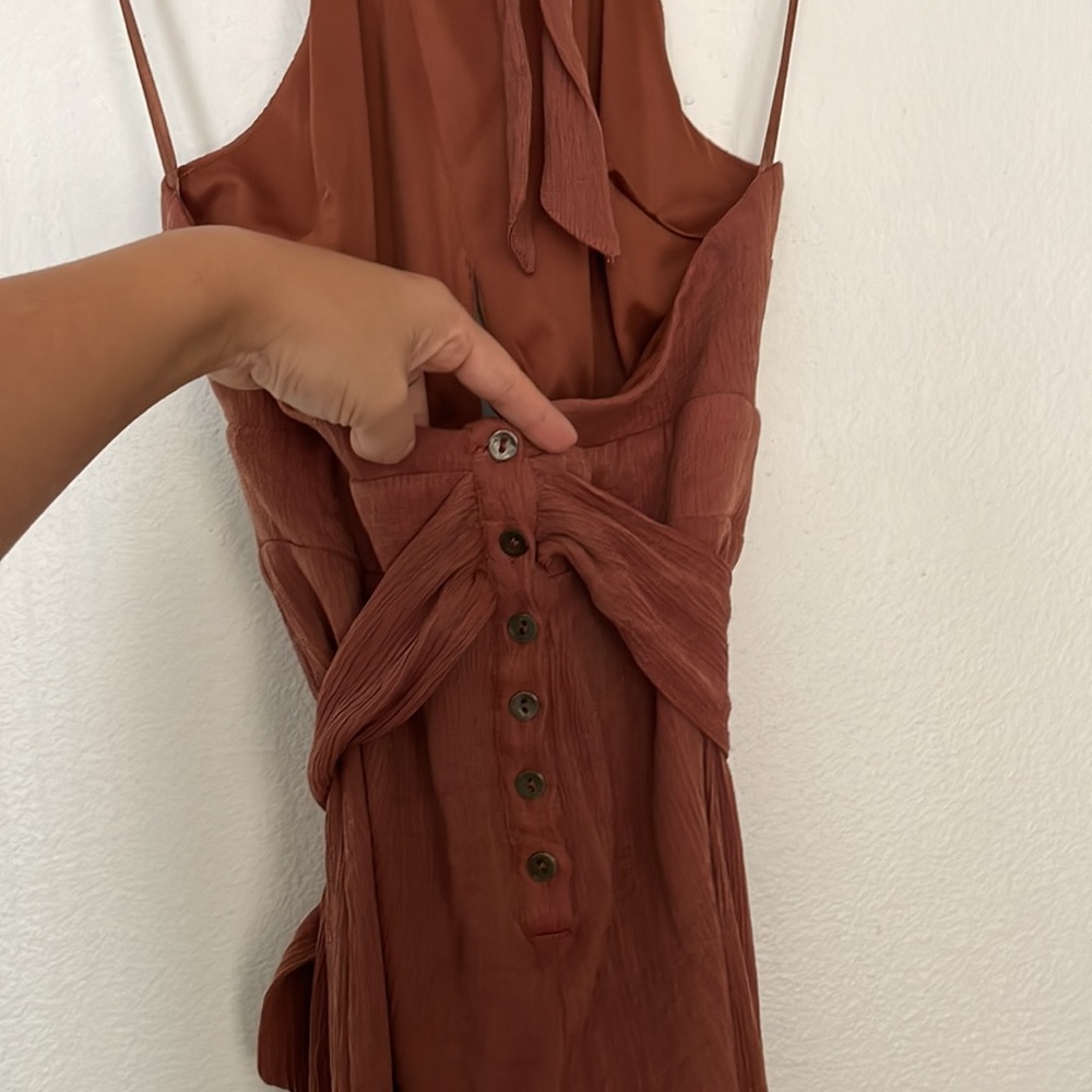 Copper Brown Halter Key Hole Jumpsuit - Picture 5 of 5